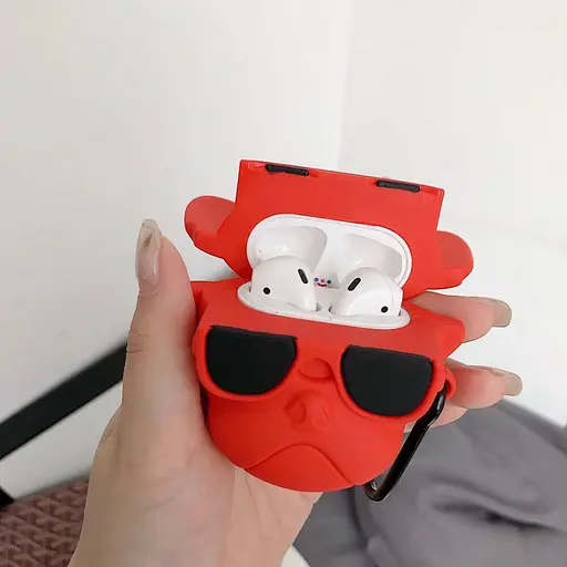 Силіконовий футляр Brand для навушників AirPods 1/2 + карабін Karl Lagerfeld red - фото 3