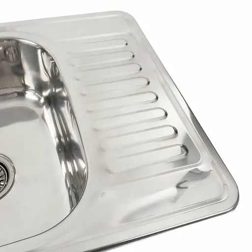 Кухонна мийка з нержавіючої сталі Platinum 5848 поліровка (0,8/180 мм), R, Polish - фото 3