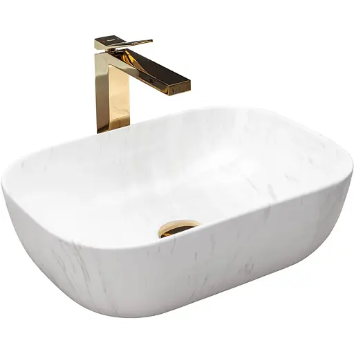 Умивальник Rea Belinda calala marmur накладний REA-U6599, Білий - фото 1