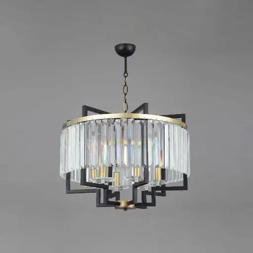 Елегантна люстра в стилі сучасної класики Ø 70х50 см | Line F | Арт. MJ348-700 BK+CL - фото 1