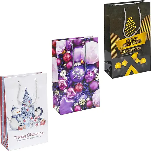 Пакет подарочный "Новый год" 3026 цветной 27 х 16 х 5см Микс - фото 1