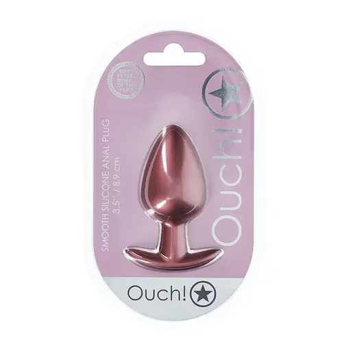 Анальна пробка Ouch! Smooth Anal Plug Metallic L 8.9 см (рожеве золото) - фото 3