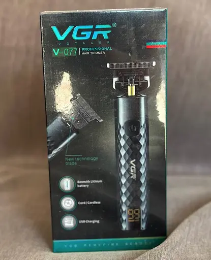 Бездротовий акумуляторний триммер роторна машинка для стрижки VGR V-077 5Вт змінні насадки Чорний - фото 9