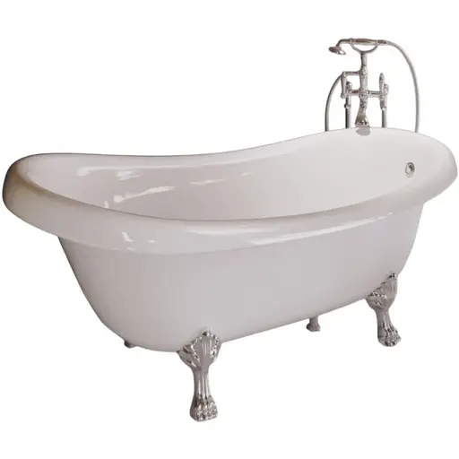 Ванна отдельностоящая глянцевая Amdcon Symphony 167x78 белая из литого камня серебряные ножки SYMFONYA_167_s_HL Белый - фото 1