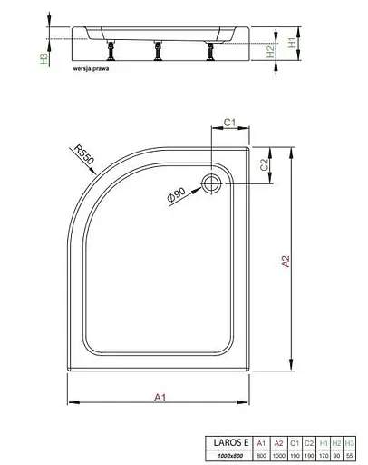 Душевой поддон Radaway Laros E Compact 100x80 SLE81017-01R - фото 2