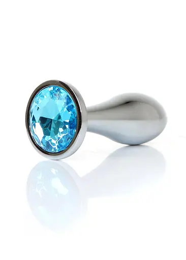 Анальная пробка Jewellery Silver Plug Clear L 10.5 см (голубой) - фото 2