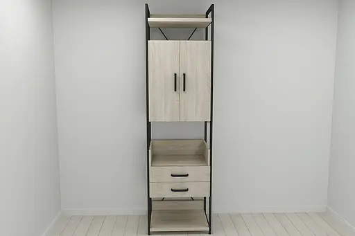 Шкаф Гардероб Уни секция 5 серии Конект Ferrum-decor 220x60x50см Черный металл ДСП Дуб Сонома 32 мм (FRD-104513) - фото 9