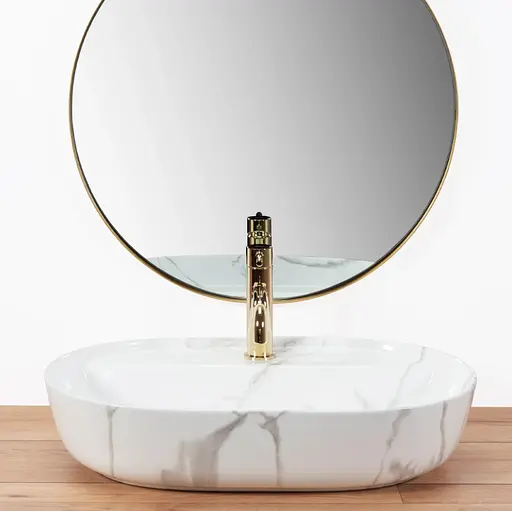 Умивальник Rea Aura 61 накладний marmo shiny REA-U8003, Мармур - фото 2