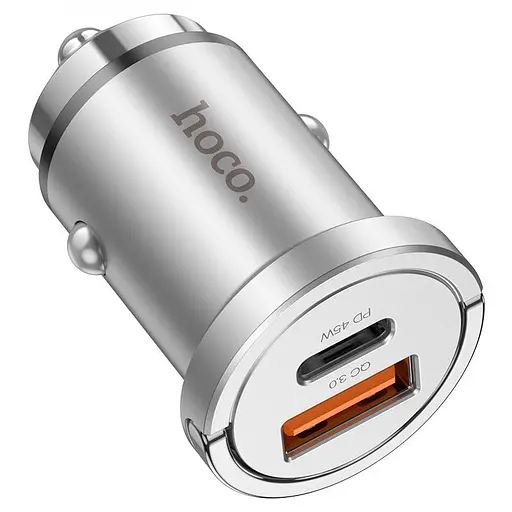 Автозарядный адаптер HOCO NZ10 45 W набор с кабелем usb-c-usb-c серебристый - фото 6