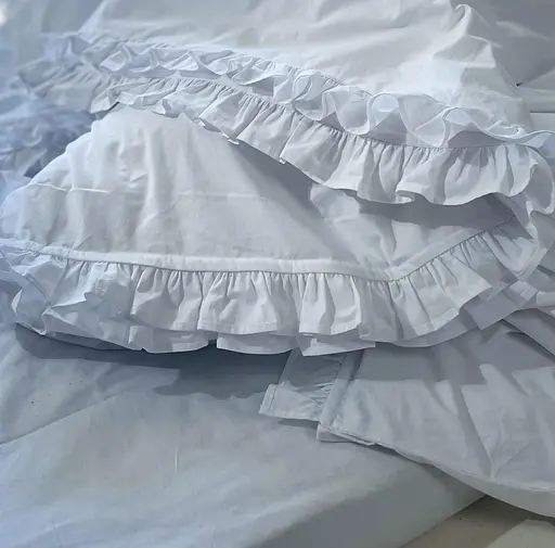 Комплект постільної білизни двоспальний євро з рюшами 200х220 см варена бавовна White Dream Білий (2005R) - фото 5