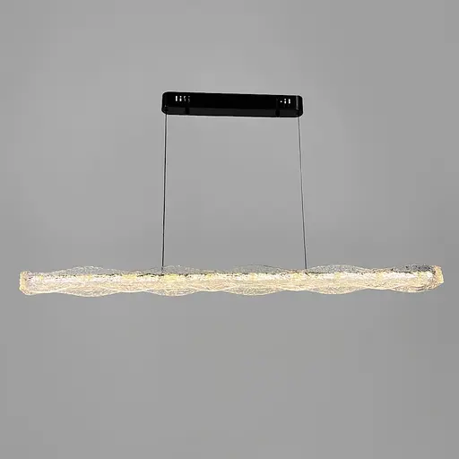 Люстра с удлиненным подвесным корпусом из волнистого рельефного акрила 120 см Line F | Ст. MJ373-L1200 BK - фото 6