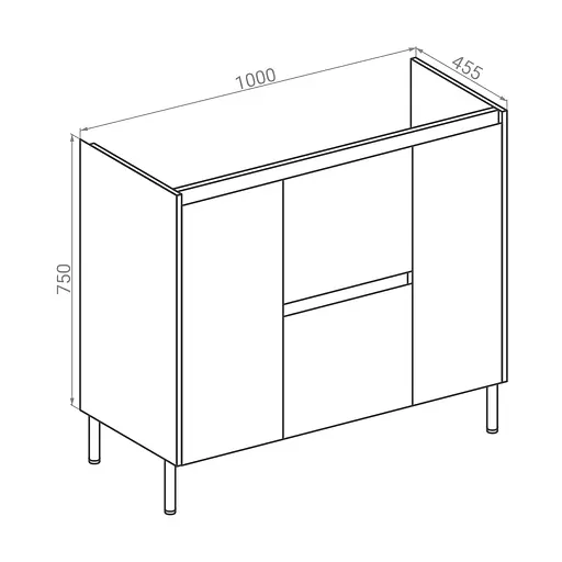 Тумба для підлоги RJ Flora-XO з умивальником Como K32-016-EX1 100 см Білий RJFU073-01100WHSET(RJFU073-01100WH+K32-016-EX Білий - фото 2