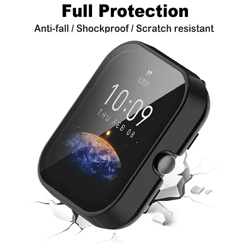 Защитный бампер с закаленным стеклом Tamister для смарт-часов Amazfit Bip 3/3Pro черный - фото 6