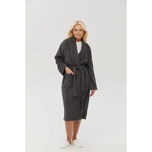 Халат махровый Lotus Home Basic New Line М антрацит (svt-2000022348065) - фото 4