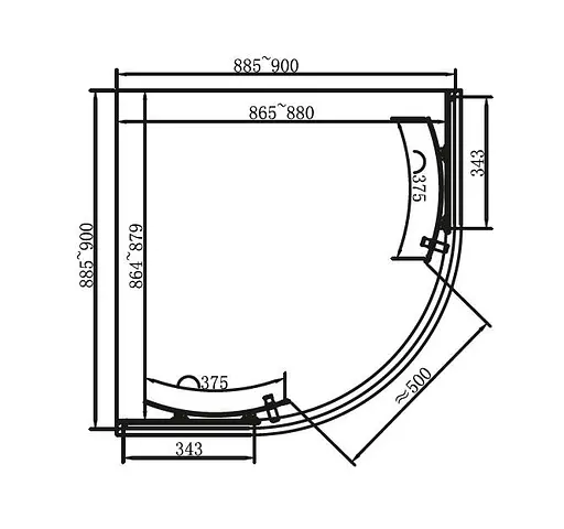 Душевая кабина Dusel EF-182B Black Matt 90x90, Черный матовый, Универсальная, прозрачная, 90x90 - фото 2