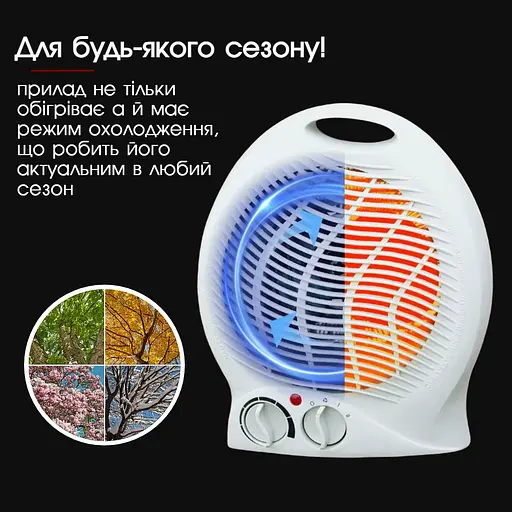 Тепловентилятор Grunhel 2 в 1, с режимом охлаждения, 2000 Вт, Белый - фото 3