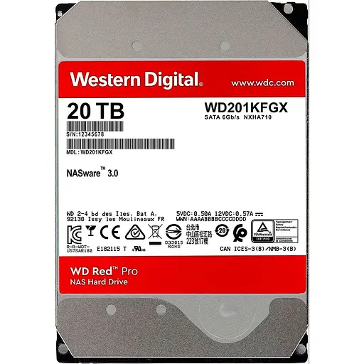 Жесткий диск 3.5" WD Red Pro 20TB SATA 512MB (WD201KFGX) [141141] - фото 3