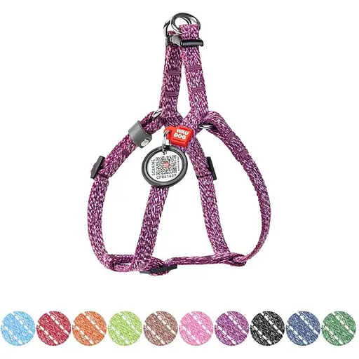 Шлея для котів та дрібних порід собак Waudog Re-cotton з відновленої бавовни та QR паспортом, світловідбиваюча - фото 2