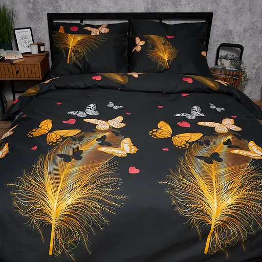 Комплект постельного белья Moon&Star Микросатин Premium Golden Flutter Семейный 160х220х2 наволочки 2х70х70 - фото 4