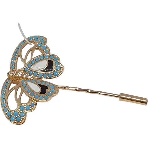 Золотой значок Tango Бабочка с фианитами и эмалью. 660109Е