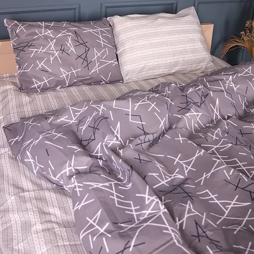 Комплект постільної білизни MirSon Scandi Lines Бязь 2x143x210 см сірий (2200012433850)