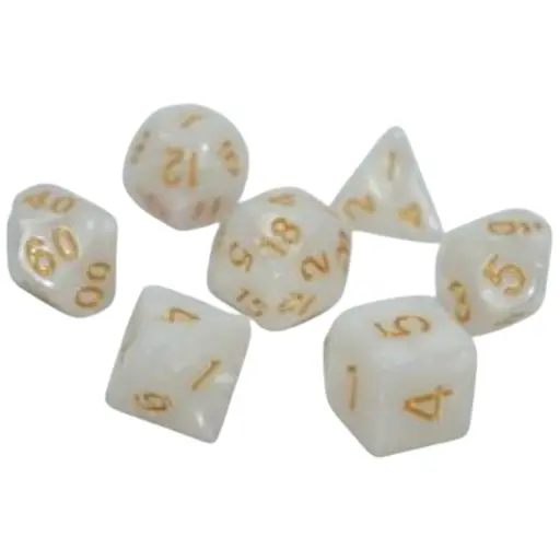 Набір кубиків Pearl 7 Dice Set - White (w-gold) , 7 шт. (g7dpearl09)