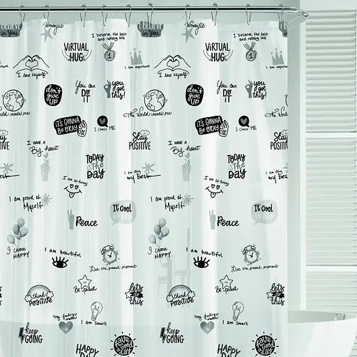 Шторка для ванної Werk WK-10021 Гарний настрій з кільцями 180 x 180 см (147982)