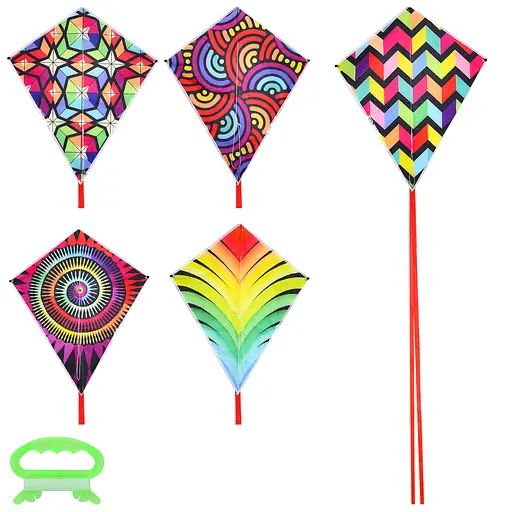 Воздушный змей, ширина 60 см, длина 75 см, хвост 150 см, орнамент, MR1450 (В ассортименте) - фото 2