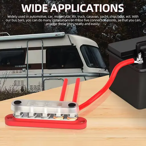 Комплект распределительных блоков с шиной Bus Bar с 5-ю шпильками М6 для соединения кабелей 150А, 48 VDC/300VAC (101168) - фото 6