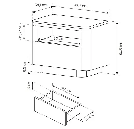 Тумба прикроватная Perfect Home Торро / Torro 1S/63 с 1 ящиком Дуб кремона/черный (PFH-091419) - фото 3