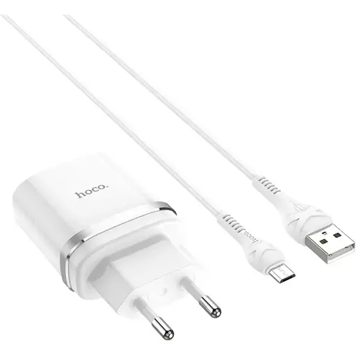 Зарядний пристрій Hoco C12Q USB QC 18W білий + кабель USB to MicroUSB - фото 1