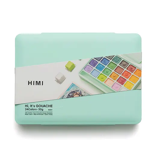 Набор гуашевых красок Jelly Cup 24×30 мл зеленый пластиковый пенал HIMI - фото 1