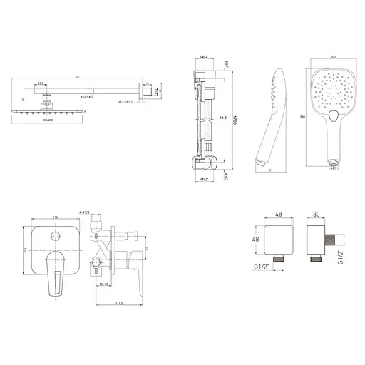 Душова система прихованого монтажу Imprese Breclav f03001501SQ, Хром - фото 2