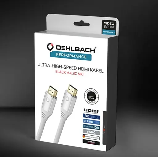 Кабель HDMI Oehlbach Black Magic MK II UHD v2.1 8K 48Gbit HDR Ethernet ARC 0.75 м White - фото 7