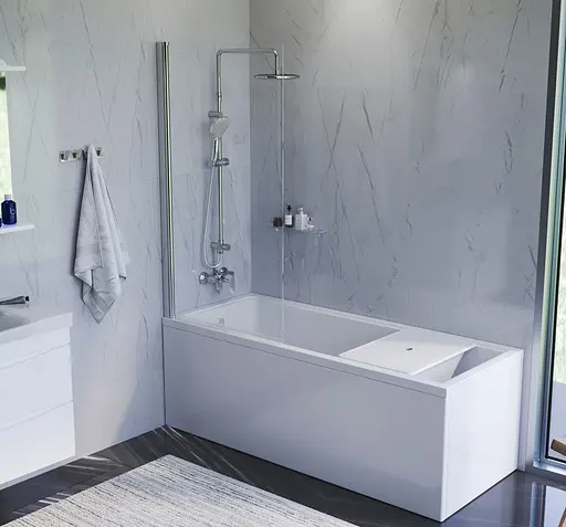 Шторка для ванни Am.Pm Gem 80x140 см орна хром WU90BS-D080-140CT, Універсальна, прозорий, хром - фото 2