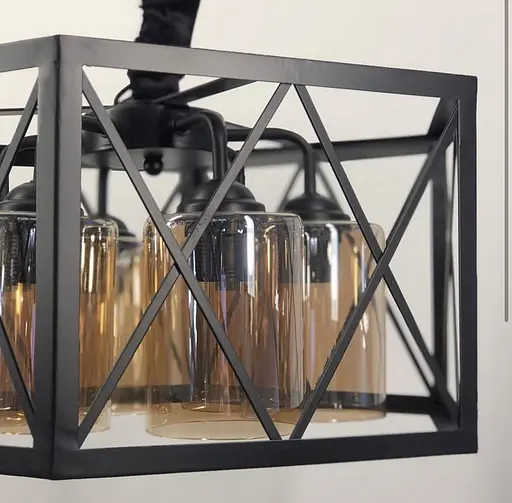 Люстра Loft на 6 ламп в чорному корпусі Line.F Колір плафона Графітовий - фото 3