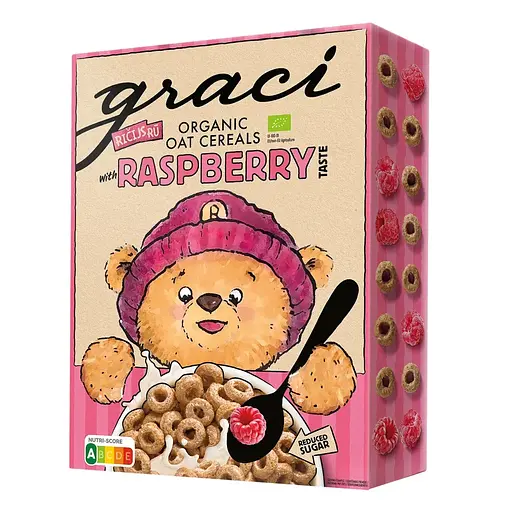 Сніданок сухий готовий органічний Graci Кільця вівсяні зі смаком малини 300 г