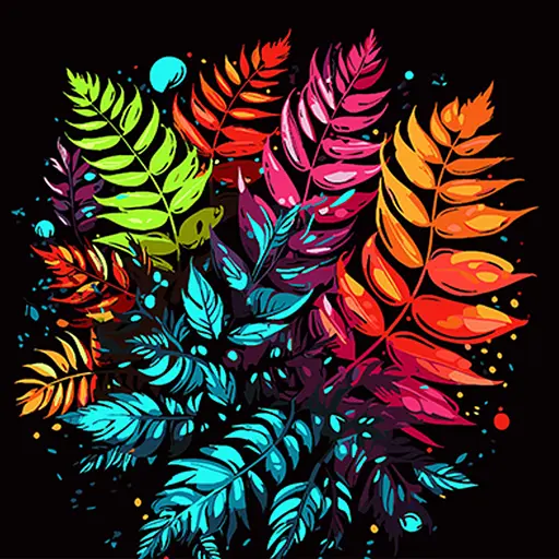 Набор для росписи по номерам Папоротник в цветочном аранжировании, на черном фоне, 40x40 см