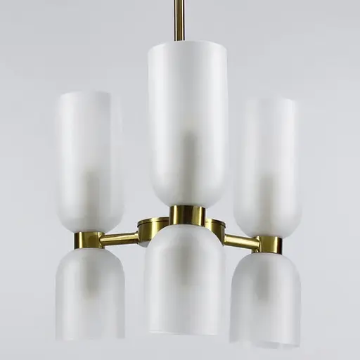 Люстра в корпусі латунь з видовженими матовими плафонами | Арт. J 1801/6 | Line F - фото 5