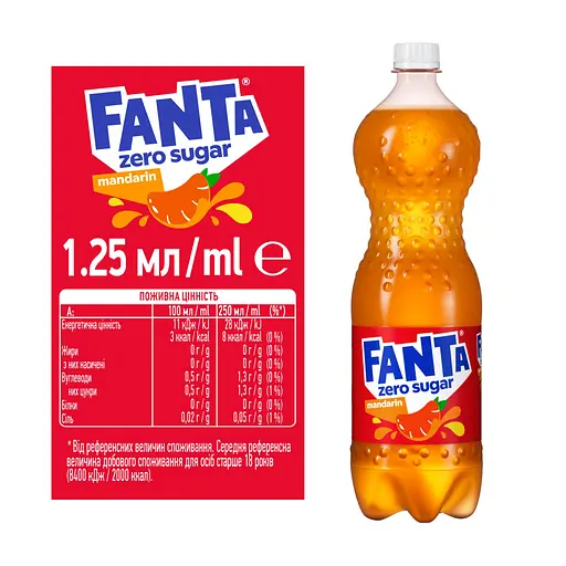 Напій Fanta Mandarin Zero Sugar безалкогольний 1.25 л (953753) - фото 3