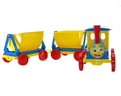 Поезд-конструктор Doloni-toys, 013118/1, с двумя прицепами, голубой