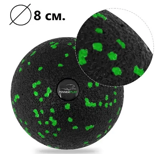 Набір для масажу та йоги PowerPlay PP_4093 EPP (3 м'ячики + валик масажер 15*5,3 см) Green + гумка 5,5 кг (PP_4093_Green) - фото 5