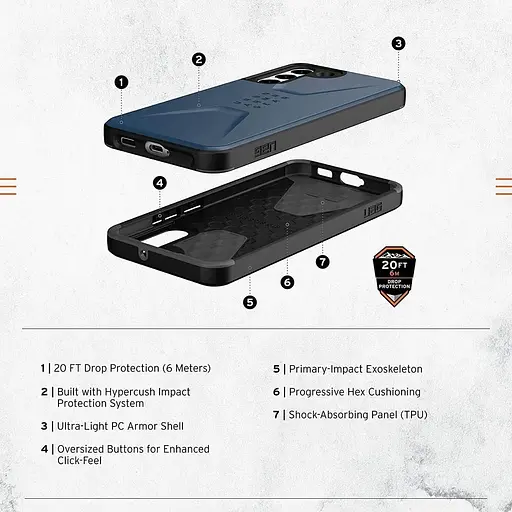 Оригінальний протиударний чохол UAG Civilian Samsung Galaxy S22 Plus (6.6") Olive 21343D114040 - фото 9