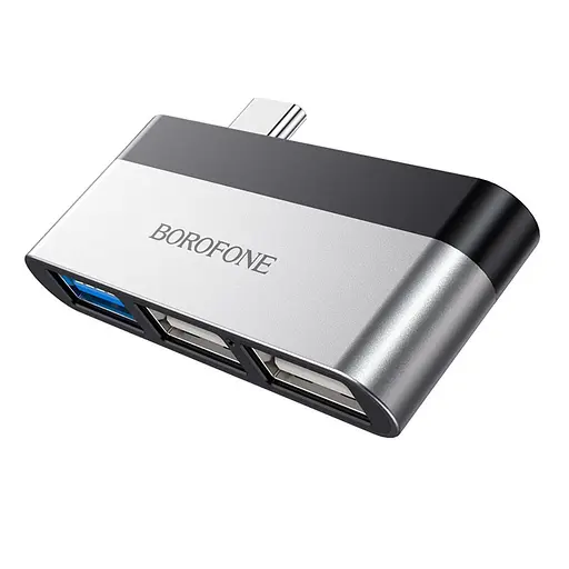 Мульти адаптер хаб Borofone DH1 3в1 Type-C to USB 3.0 F/ 2 USB 2.0 F - фото 3