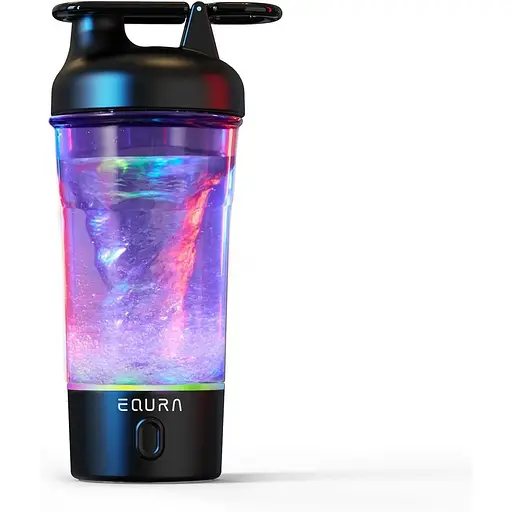 Шейкер EQURA E-Pulse, електричний міксер для протеїнових коктейлів об'ємом 750 мл зі світлодіодним підсвічуванням, 2 режими змішув