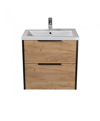 Тумба Мойдодир Line Craft 60 з умивальником Cosmo 60 дуб крафт/Чорний - фото 7