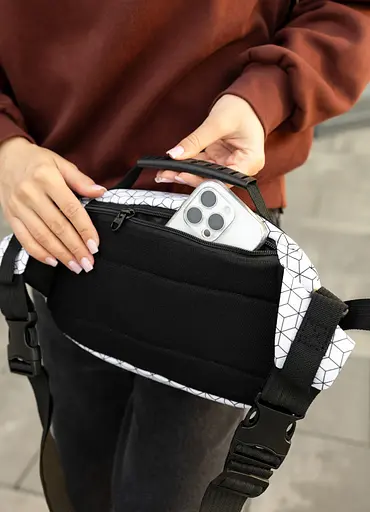 Сумка через плечо женская бананка Sambag Flex Pro принт "Square" 30×17×15 см (85451150) - фото 4