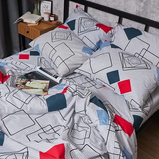 Комплект постільної білизни Moon&Star Бязь Gold Люкс Urban Grid King Size 220x240 наволочки 2х40х60 - фото 5