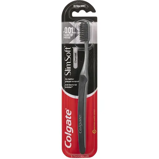 Зубная щетка Colgate Slim Soft Charcoal серый с черным - фото 1