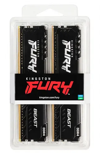 Пам'ять 8Gb x 2 (16Gb Kit) DDR4, 3200MHz, Kingston Fury Beast, Black, 16-18-18, 1.35V, з радіатором (KF432C16BBK2/16) - фото 5